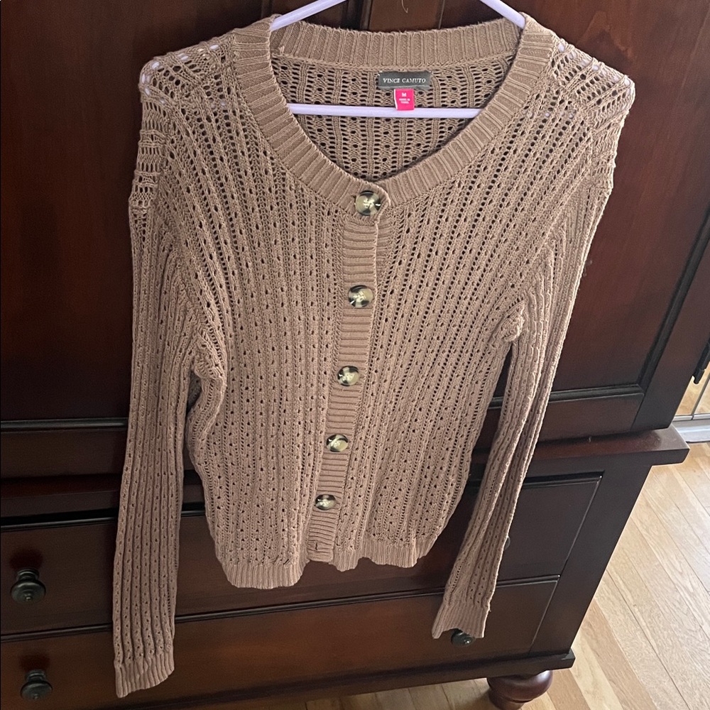 Vince Camuto Women's Beige Cardigan Sweater